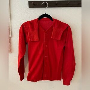 Vintage! Red Henley Thermal Pajamas with flap and buttons GUC